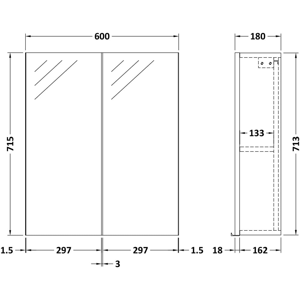 nuie Arno 2 Door Satin Green Wall Hung Mirror Cabinet