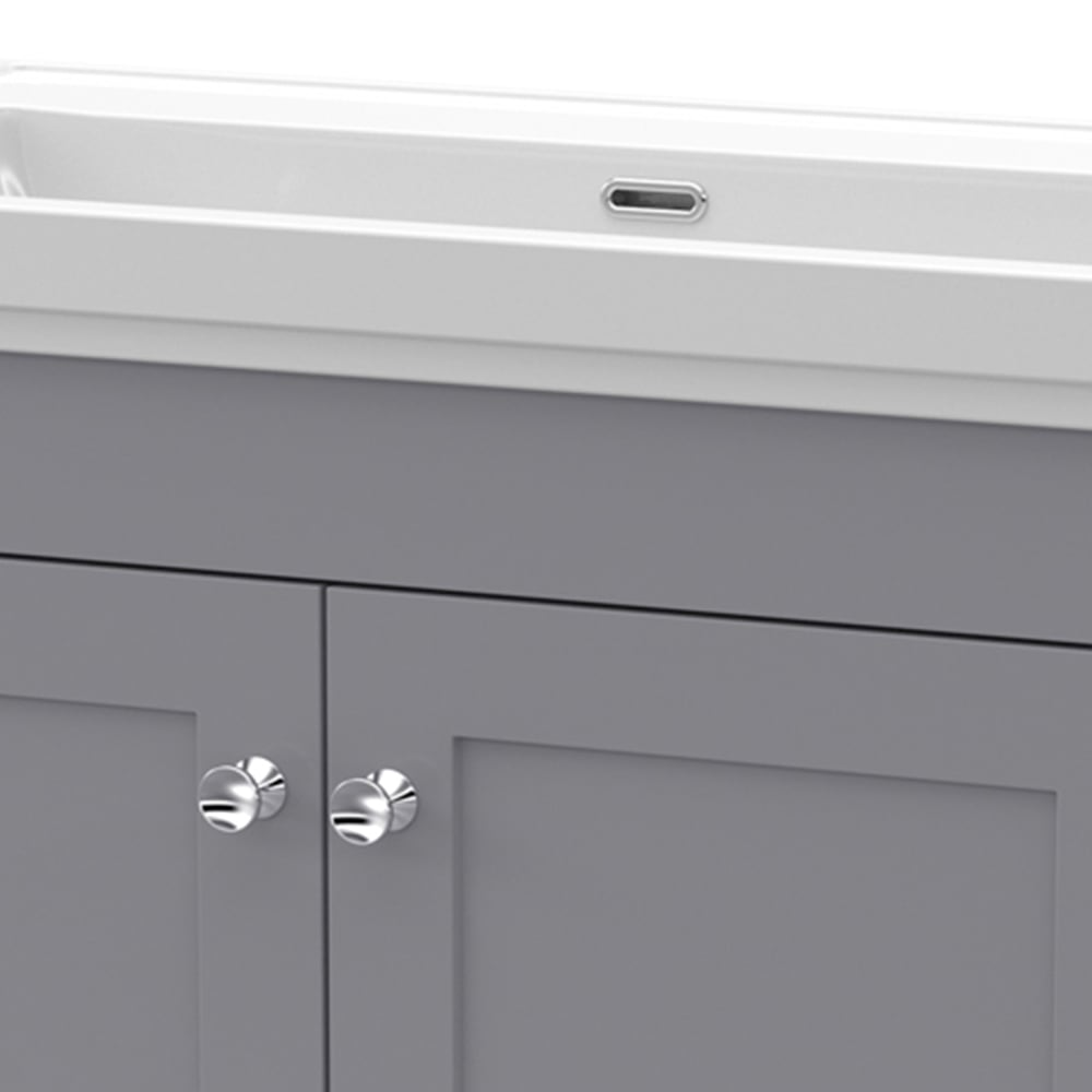 nuie Classique 2 Door Satin Grey Floor Standing Unit and 0 Tap Hole Fireclay Basin 800mm