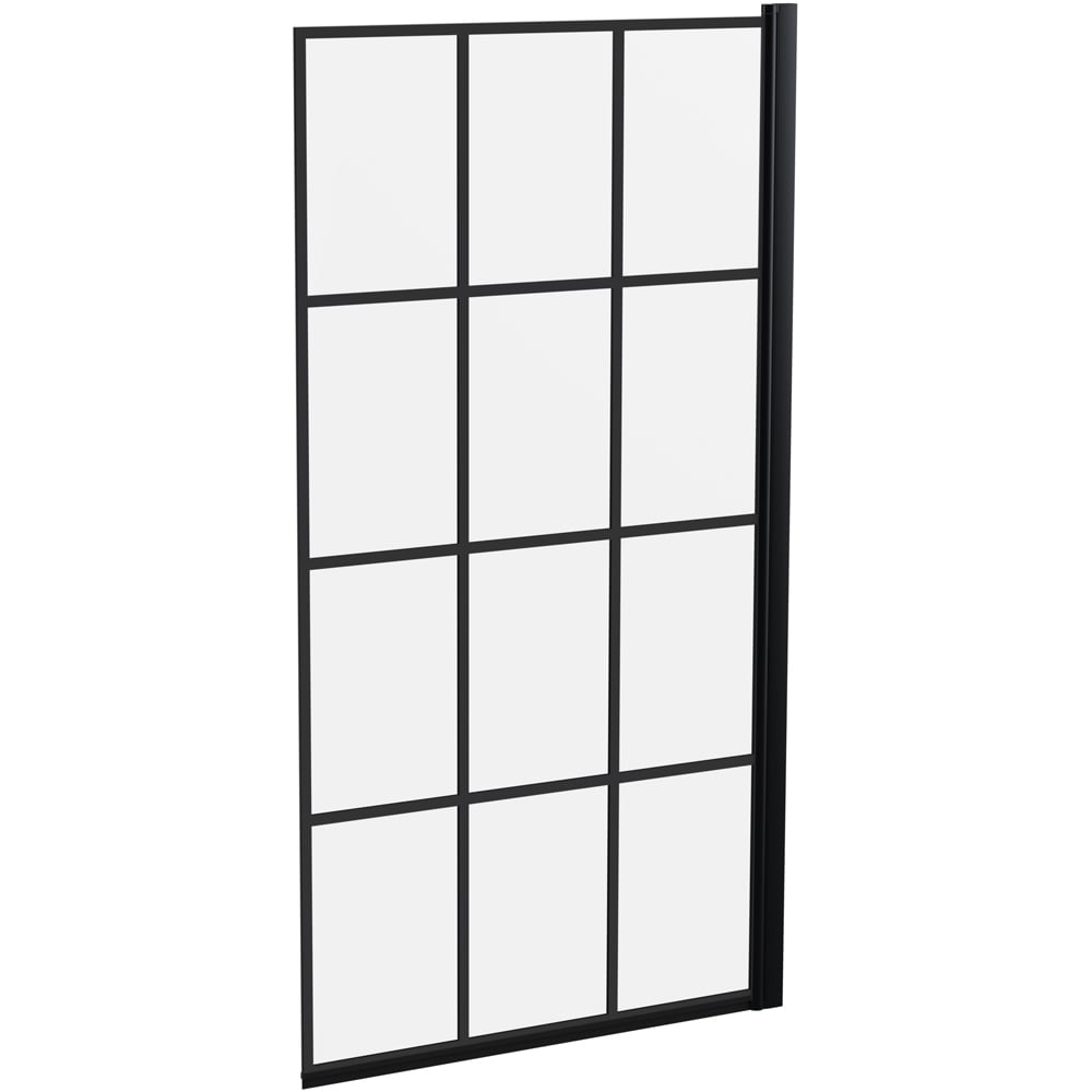 nuie Matt Black Square Framed Bath Screen 785mm