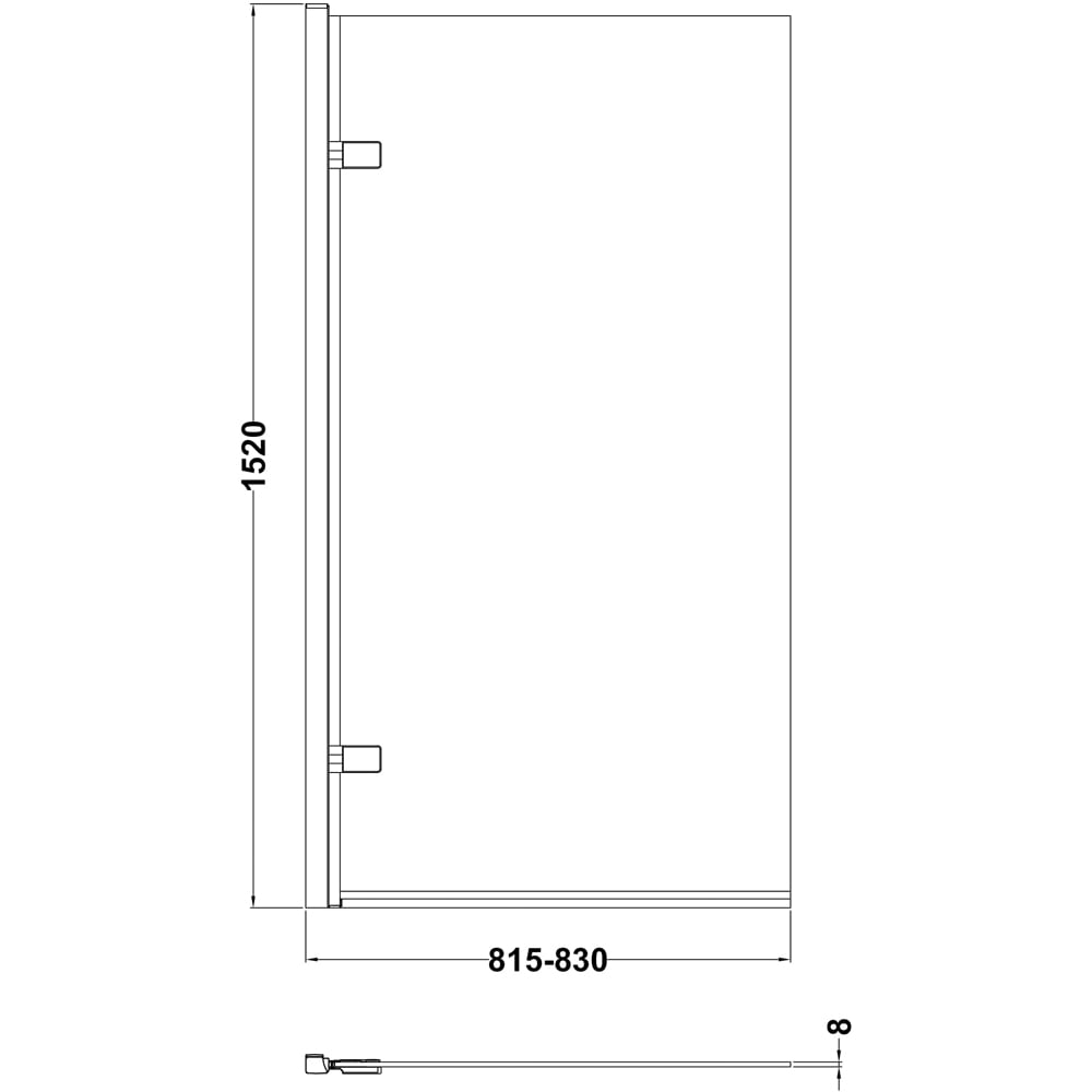 nuie Brushed Brass Square Hinged Bath Screen 830mm