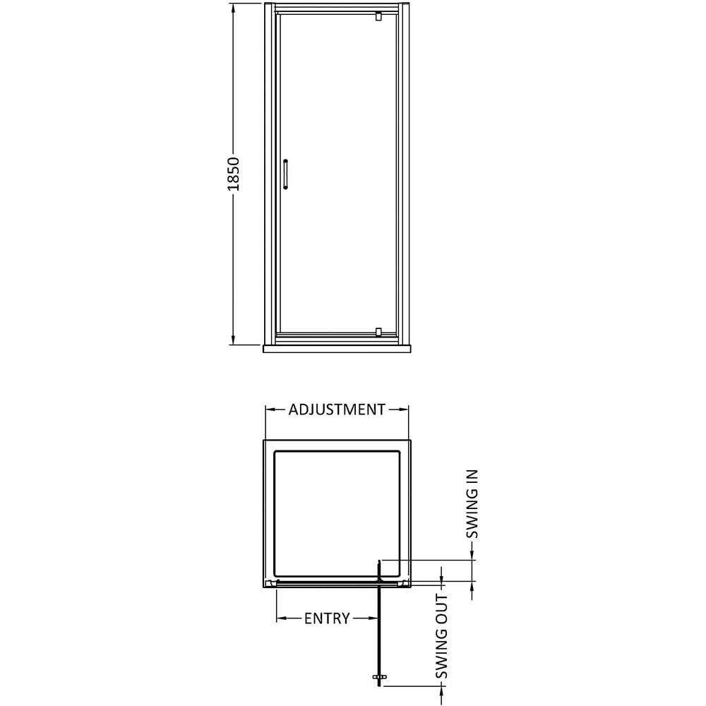 nuie Chrome Pivot Shower Door 90cm