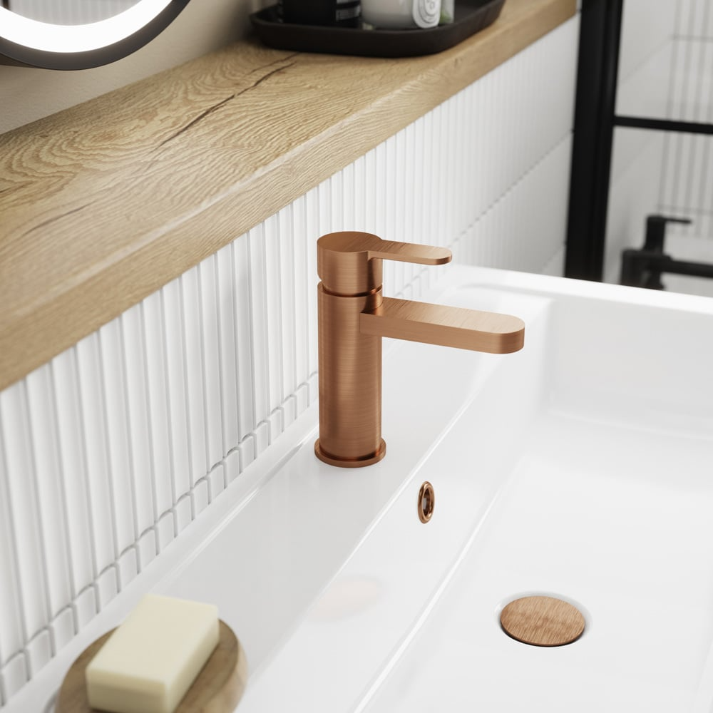 nuie Arvan Brushed Bronze Mono Basin Mixer with Push Button Waste