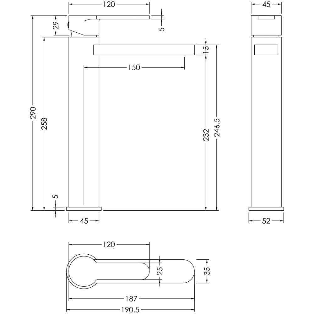 nuie Arvan Brushed Bronze High Rise Mono Basin Mixer