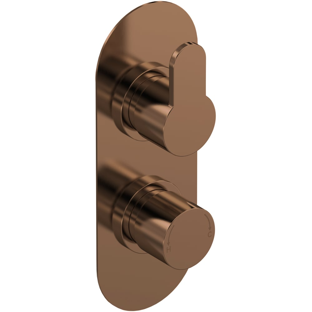 nuie Arvan Brushed Bronze Twin Thermostatic Valve with Diverter