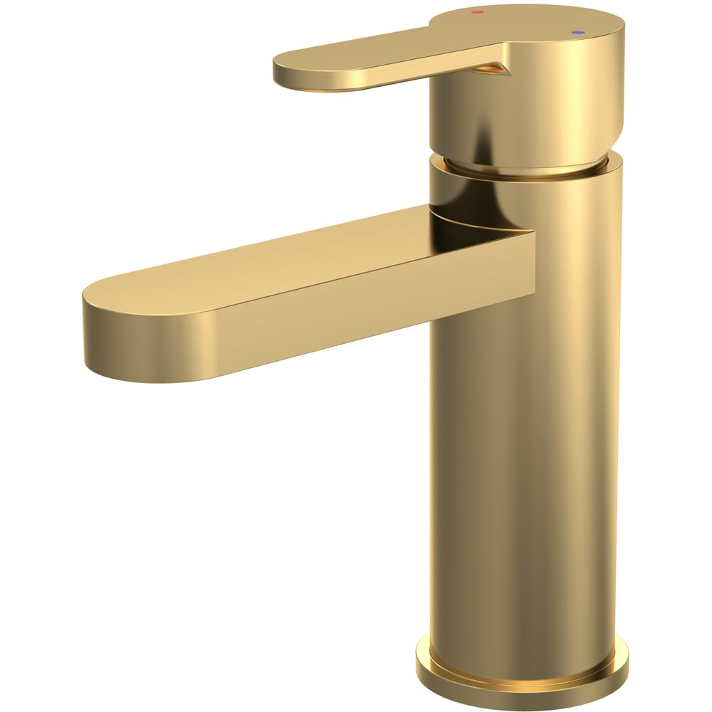 nuie Arvan Brushed Brass Mono Basin Mixer with Push Button Waste