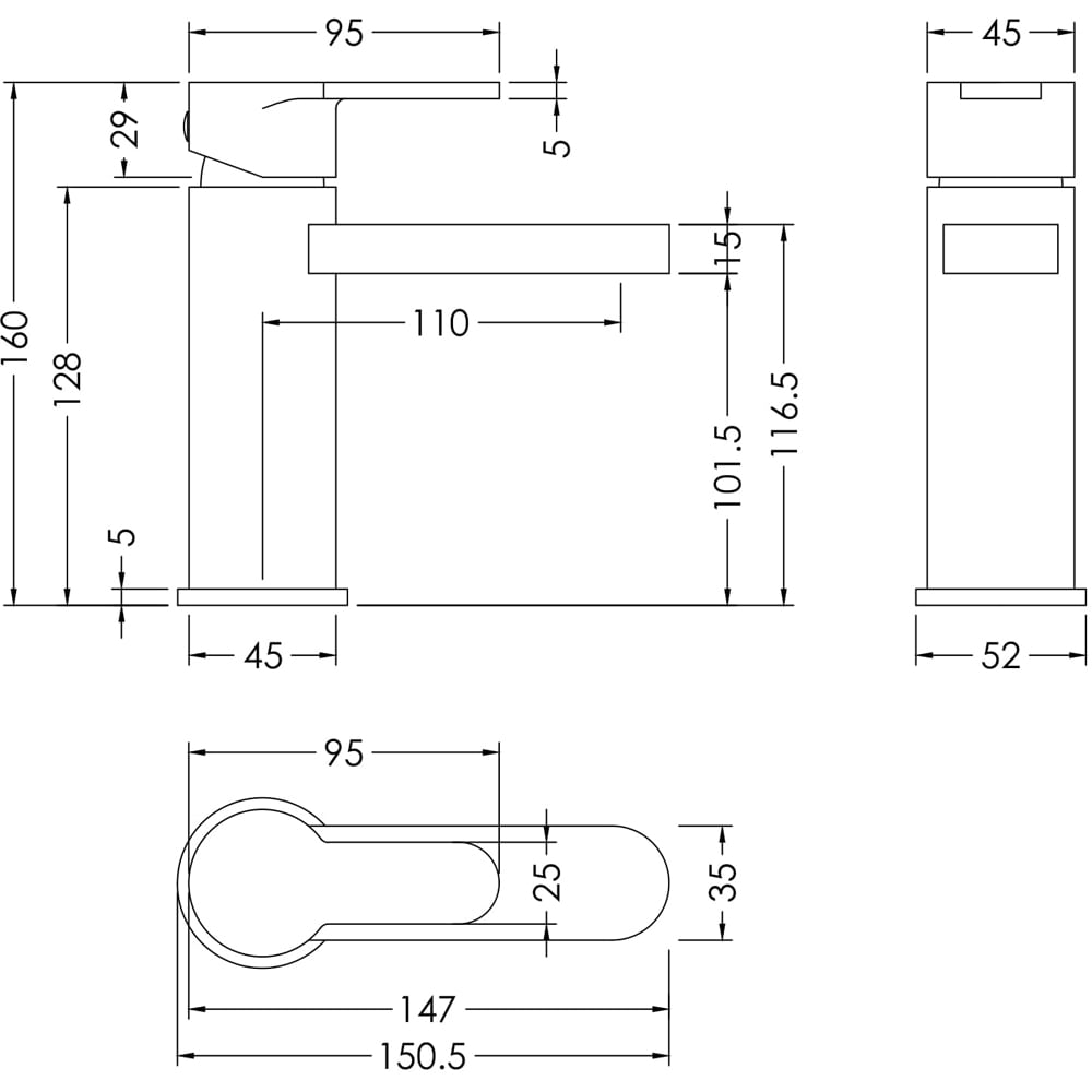 nuie Arvan Brushed Brass Mono Basin Mixer with Push Button Waste