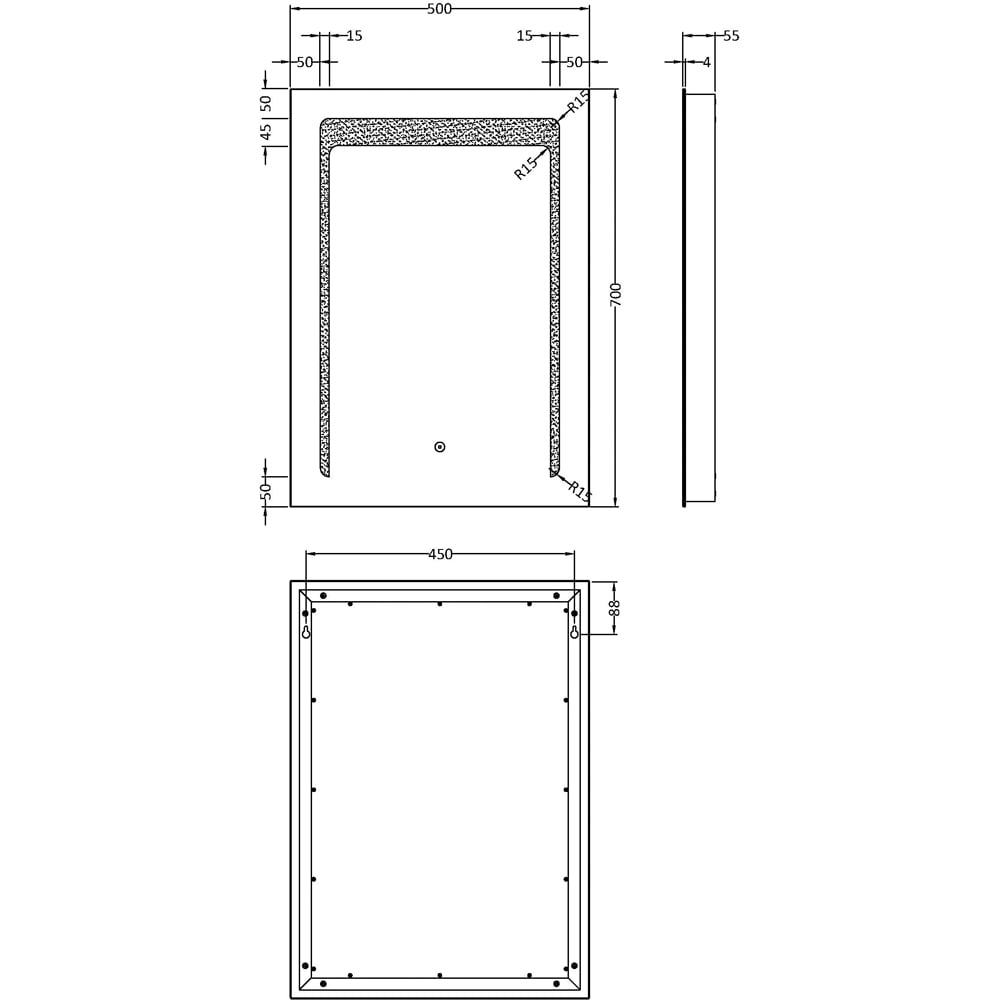 nuie LED Touch Sensor Mirror 700 x 500mm