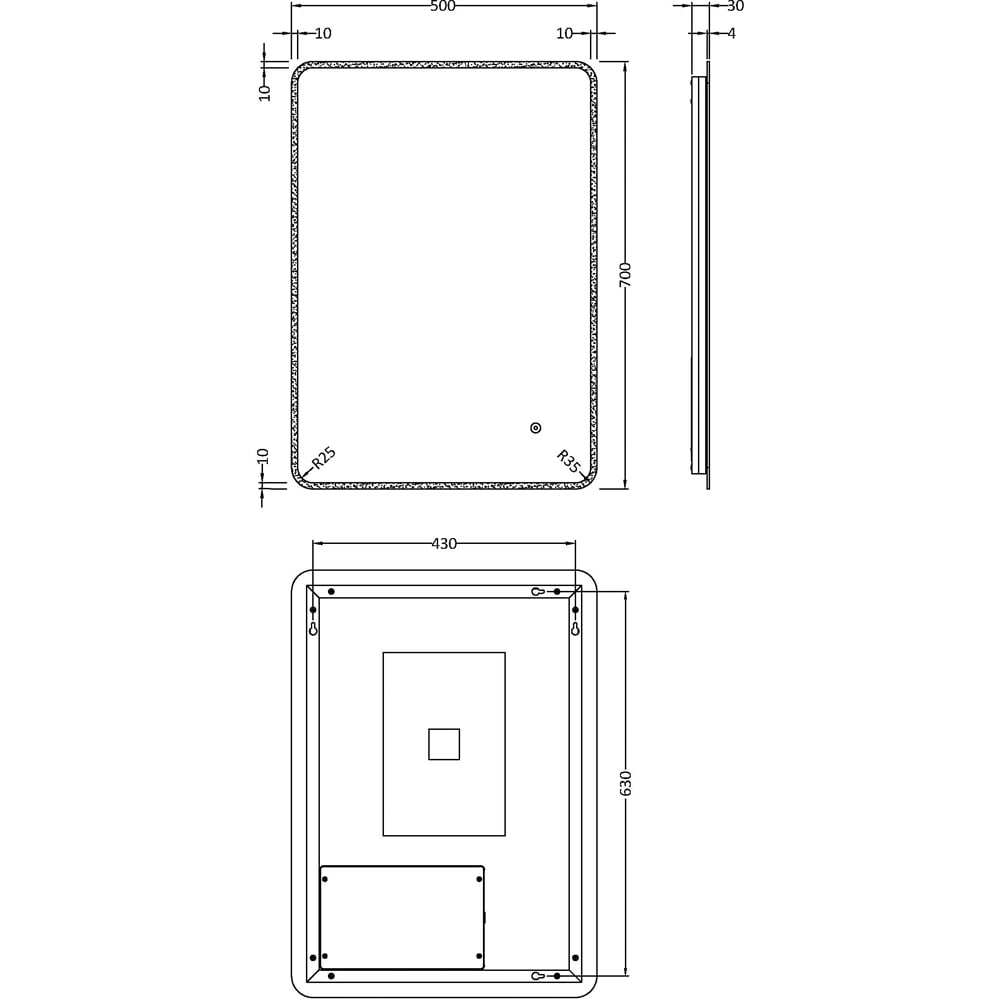 nuie Ambient LED Touch Sensor Mirror 700 x 500mm