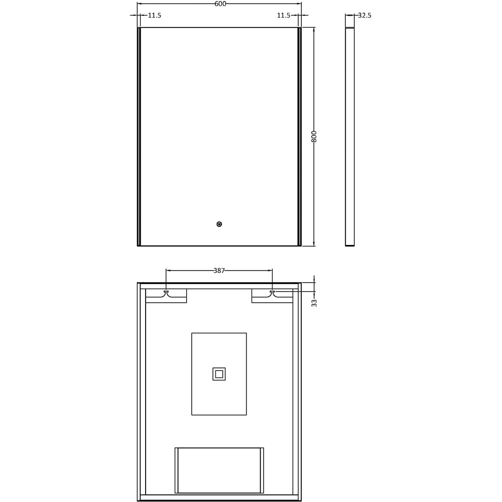 nuie Ambient LED Touch Sensor Mirror 800 x 600mm