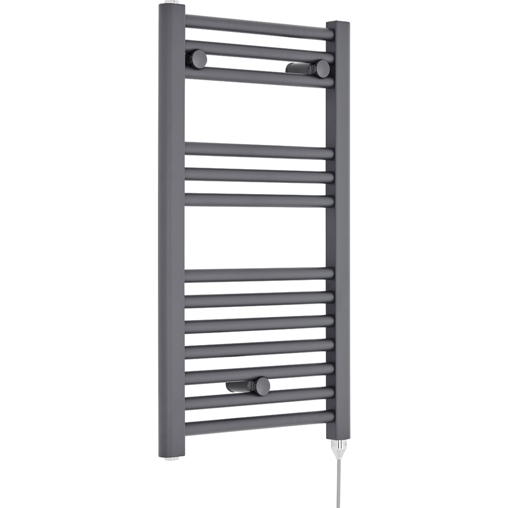 nuie Anthracite 300W Round Electric Towel Rail 720 x 400mm