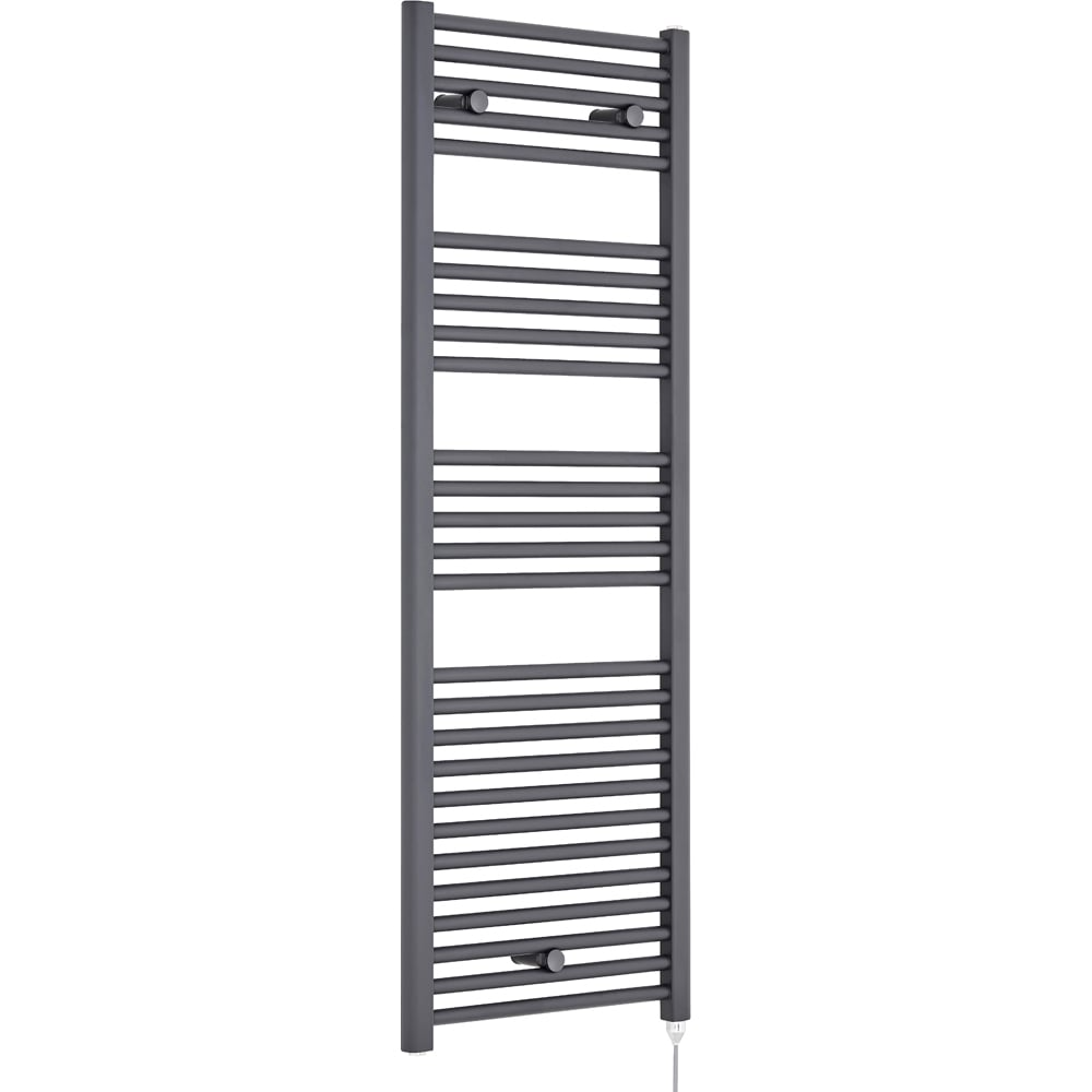 nuie Anthracite 750W Round Electric Towel Rail 1375 x 480mm