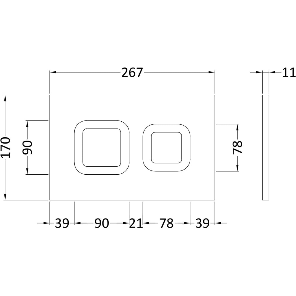 nuie Matt White Square Dual Flush Push Button