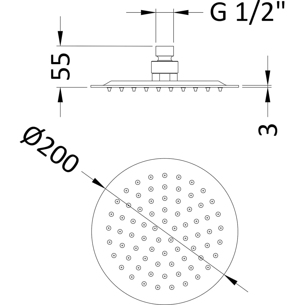 nuie Brushed Bronze Round Fixed Shower Head 200mm