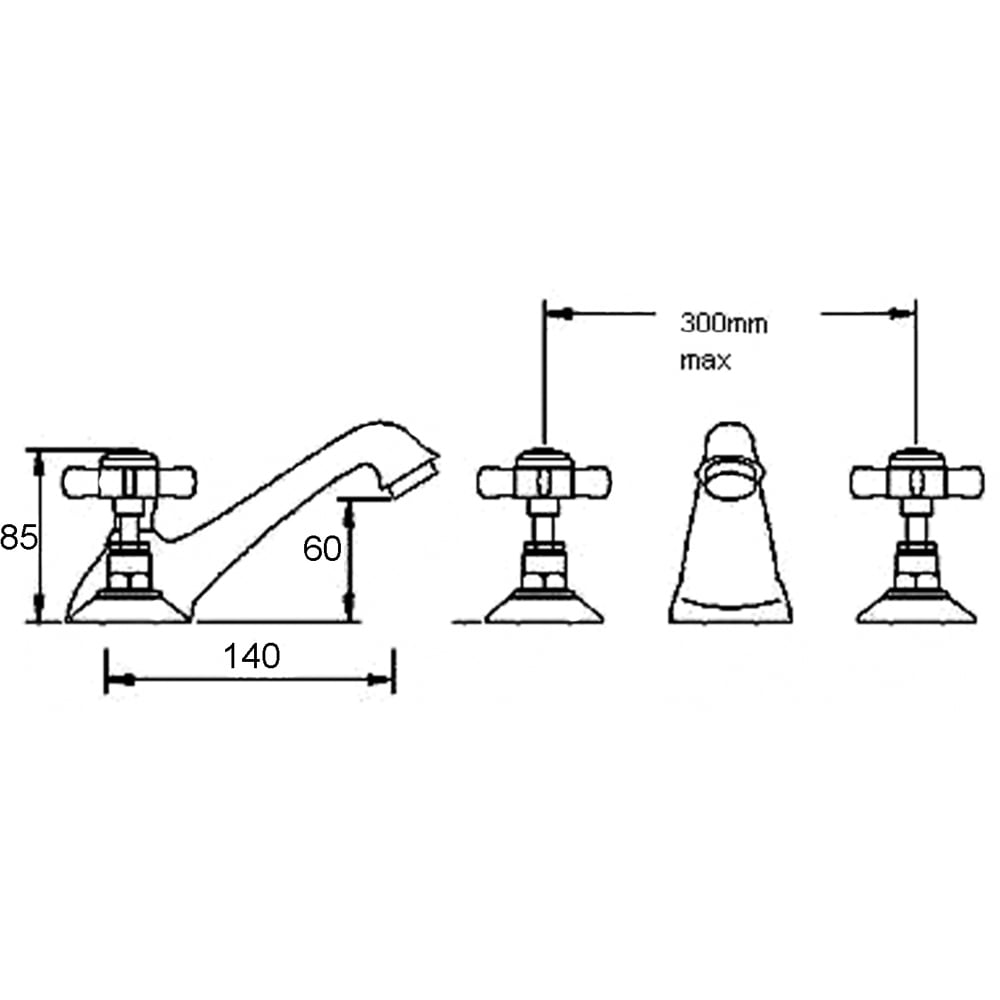 nuie 3 Tap Hole Basin Mixer