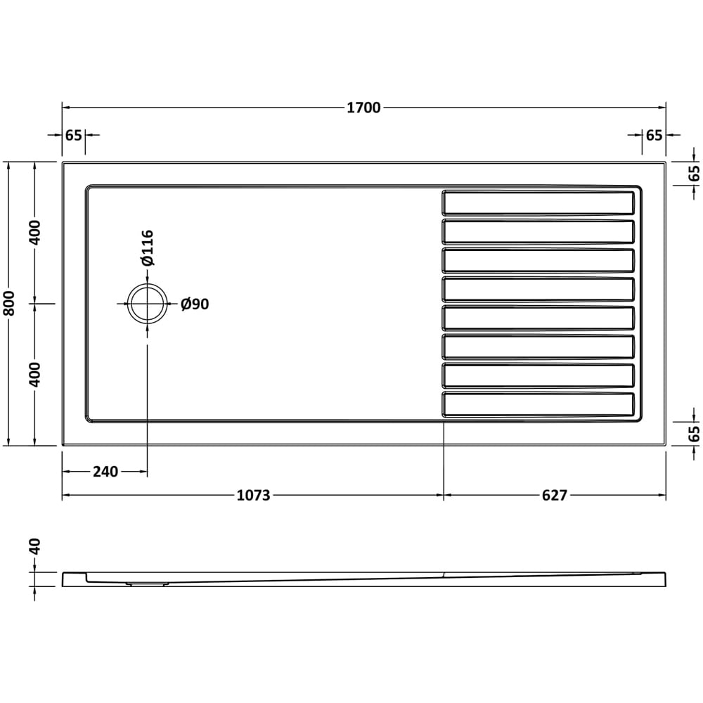 nuie Rectangular Walk In Shower Tray 800 x 1700mm