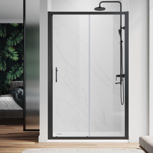 NILE 900mm Side Panel For Framed Black Shower Doors & Cubicles