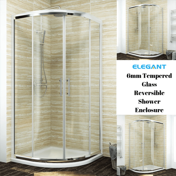 NILE Reversible 900X760mm Offset Quadrant Shower Enclosure