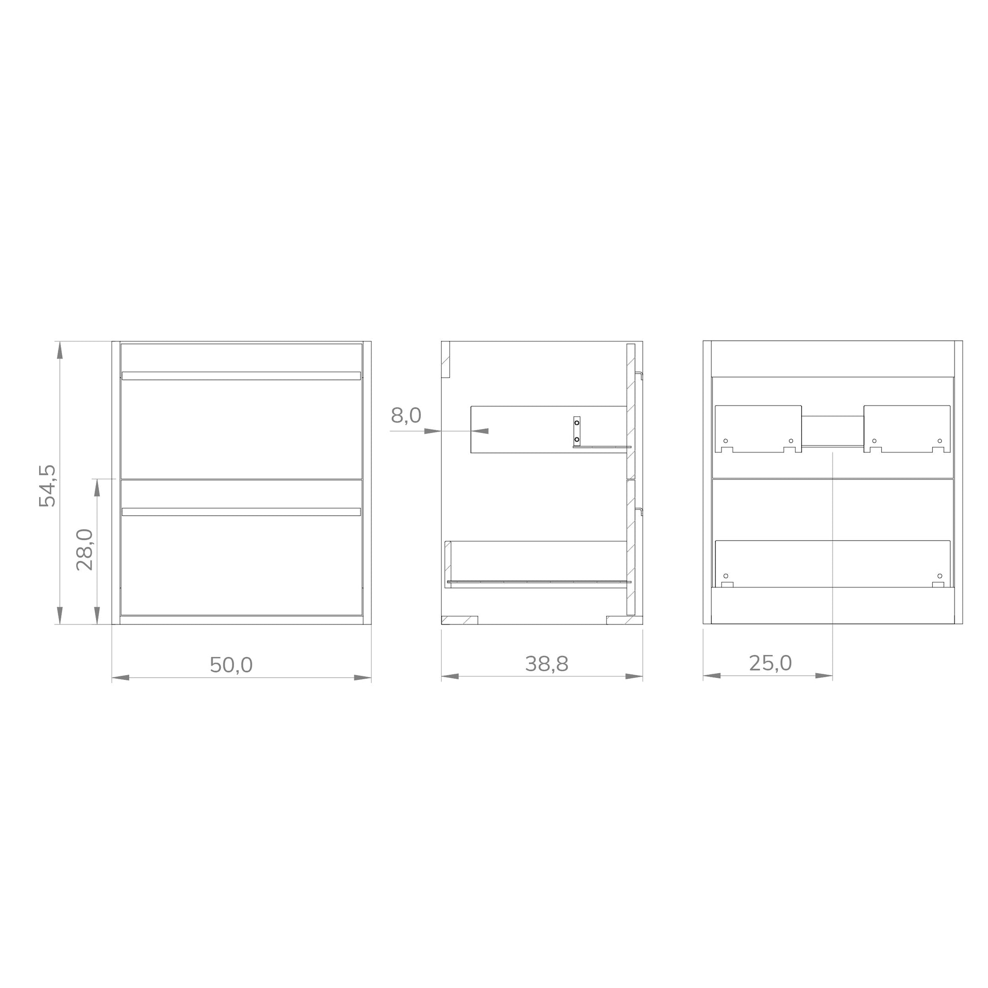 Mattila Noir 500mm Wall Hung Vanity Unit with Matt Black Handles - Rustic Oak