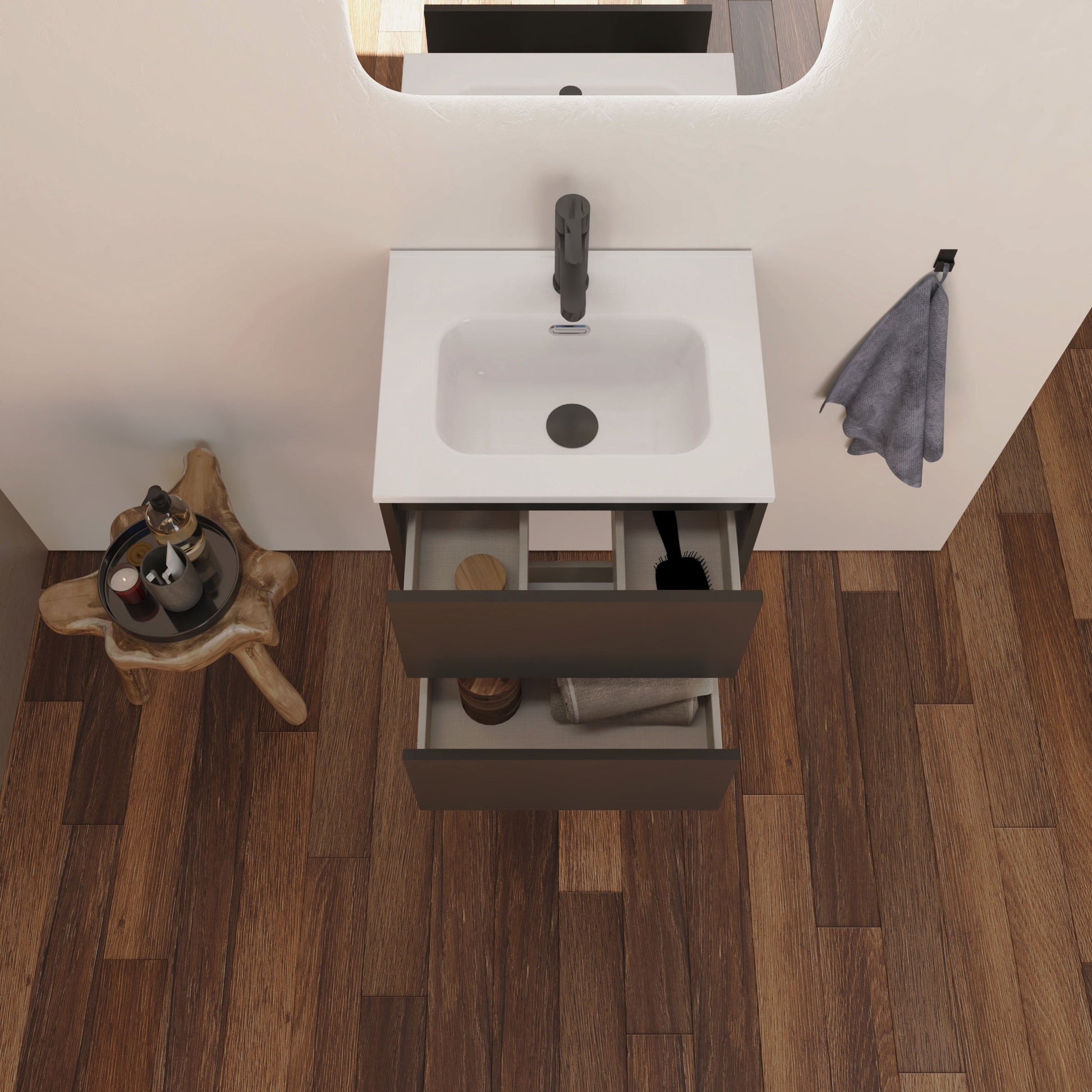 Optimus Noir 500mm Wall Hung Vanity Unit + Basin - Matt Black