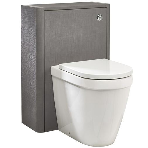 Linen Textured Grey 600mm WC Back To Wall Toilet Unit Including Conceal Cistern