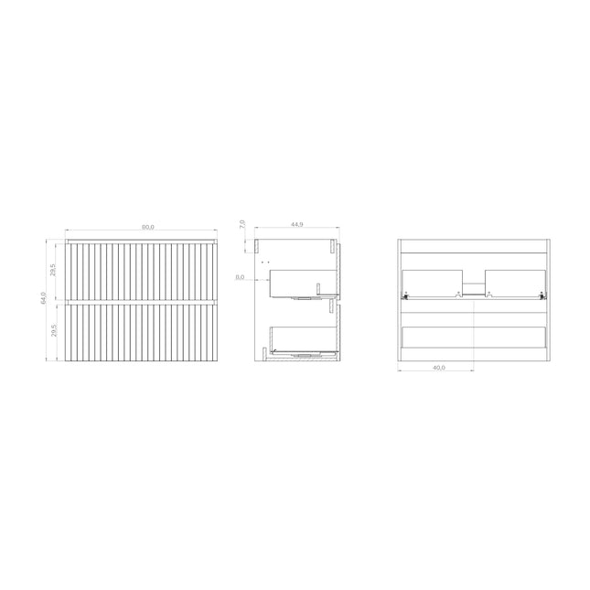 Luxe Muscat Sage Fluted Double Drawer Wall Hung Vanity Unit Including Basin 800mm x 460mm