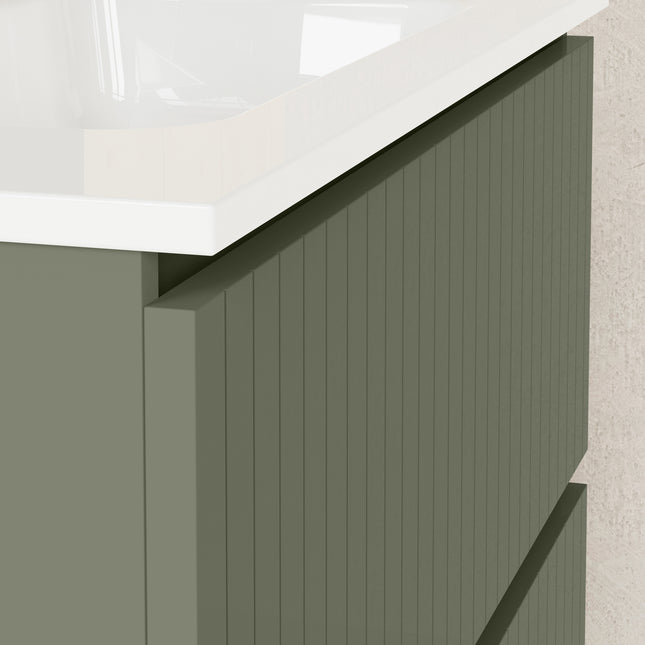 Luxe Muscat Sage Fluted Wall Hung Vanity Unit Including Basin 1000mm x 460mm
