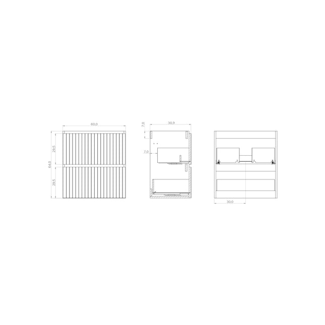 Luxe Muscat Sage Fluted Double Drawer Wall Hung Vanity Unit Including Basin 600mm x 390mm