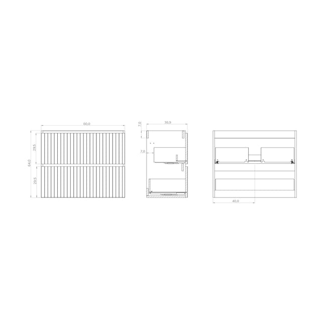 Luxe Muscat Sage Fluted Double Drawer Wall Hung Vanity Unit Including Basin 800mm x 390mm