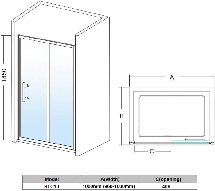NILE 1200mm Sliding Shower Door Reversible Bathroom Shower Enclosure Cubicle