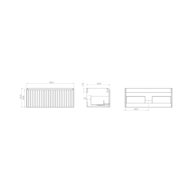 Luxe Muscat Sage Fluted Wall Hung Vanity Unit Including Basin 800mm x 390mm