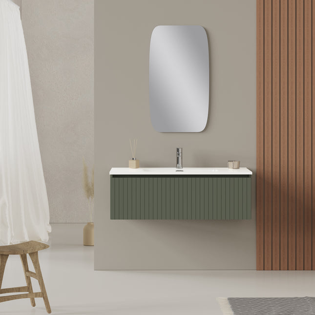 Luxe Muscat Sage Fluted Wall Hung Vanity Unit Including Basin 1000mm x 460mm
