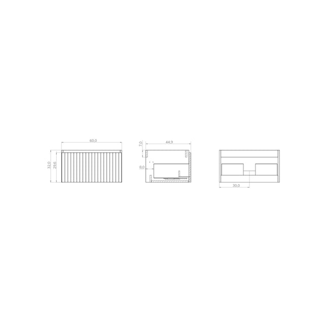 Luxe Matt Black Fluted Wall Hung Vanity Unit Including Basin 600mm x 460mm