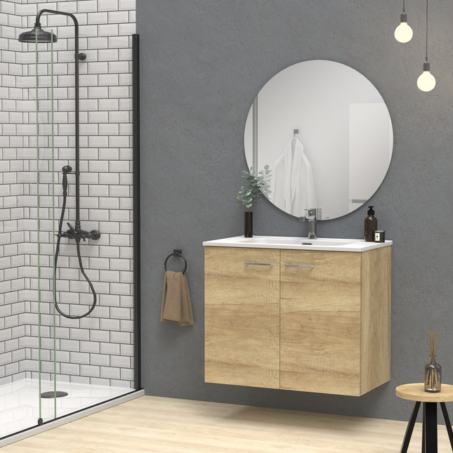 Rabat Natural Oak Wall Hung Vanity Unit 800mm