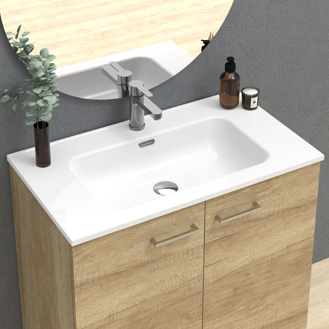 Rabat Natural Oak Wall Hung Vanity Unit 800mm
