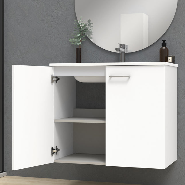 Rabat White Wall Hung Vanity Unit 800mm