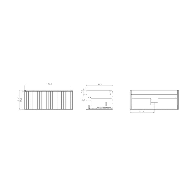 Luxe Matt Black Fluted Wall Hung Vanity Unit Including Basin 800mm x 460mm