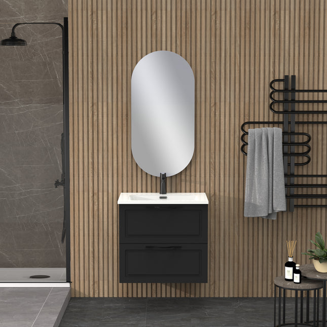 Arezzo Matador 600mm Matt Black Wall Hung Vanity Unit