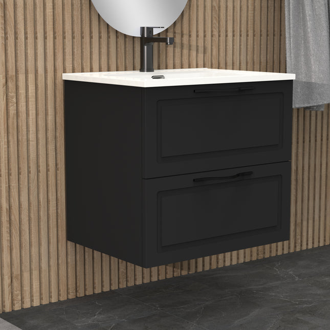 Arezzo Matador 600mm Matt Black Wall Hung Vanity Unit