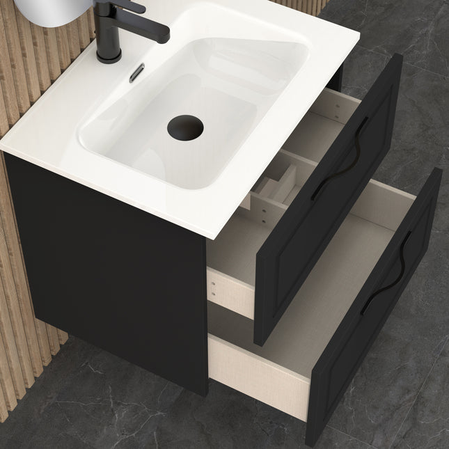 Arezzo Matador 600mm Matt Black Wall Hung Vanity Unit