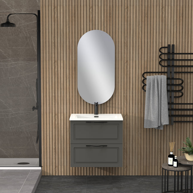 Midnight Matt Grey 600mm Wall Hung Vanity Unit