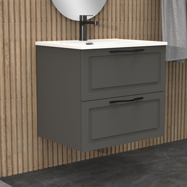 Midnight Matt Grey 600mm Wall Hung Vanity Unit