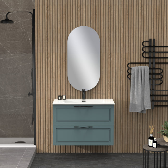 Midnight Ocean Blue 800mm Wall Hung Vanity Unit