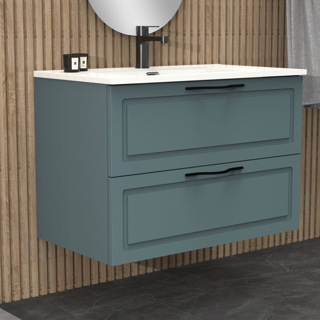Midnight Ocean Blue 800mm Wall Hung Vanity Unit
