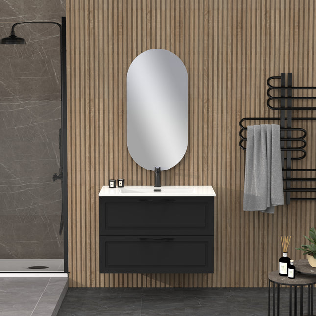 Arezzo Matador 600mm Matt Black Wall Hung Vanity Unit