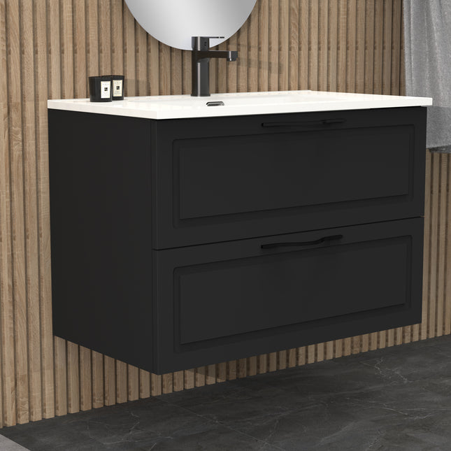 Midnight Matt Black 800mm Wall Hung Vanity Unit