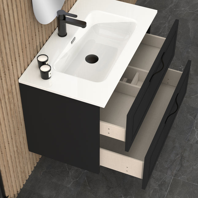 Midnight Matt Black 800mm Wall Hung Vanity Unit
