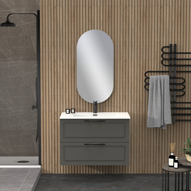 Midnight Matt Grey 800mm Wall Hung Vanity Unit