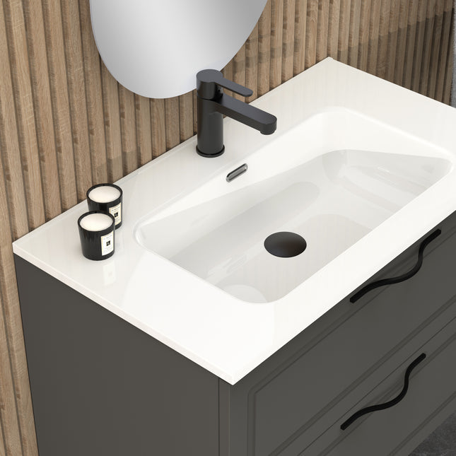 Midnight Matt Grey 800mm Wall Hung Vanity Unit
