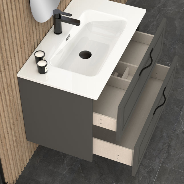 Midnight Matt Grey 800mm Wall Hung Vanity Unit