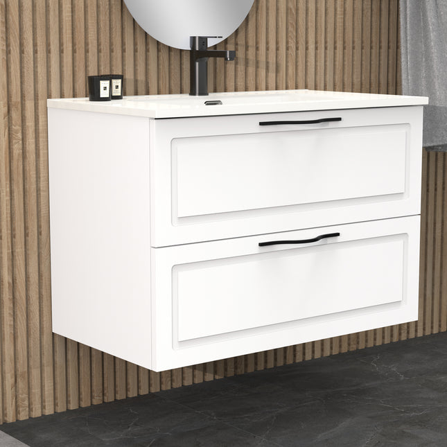 Midnight Matt White 800mm Wall Hung Vanity Unit